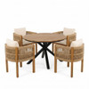 5 Piece Outdoor Dining Set With Round Table And 4 Wrapped Chairs - Black / Brown / Teak