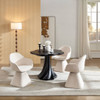 Sculptural Round Dining Table Petal Shape Root Texture For Dining Room - Black