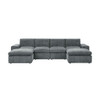 Upholstered Sectional With 2 Ottomans Living Room Seating - Dark Gray