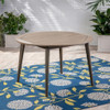 Round Outdoor Patio Table With Slatted Top - Gray