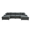Sectional Sofa With 2 Ottomans And Toss Pillows - Dark Gray