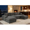 Sectional Sofa With 2 Ottomans And Toss Pillows - Dark Gray