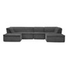 U-Shaped Modular Sectional Sofa With Chaise And Movable Ottoman With Wave-Shaped Armrest