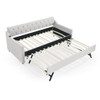 Size Upholstered Daybed With Trundle And USB Charging Armrest