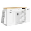 Kitchen Sideboard With Sliding Door Cabinet, 3 Tier Spice Rack