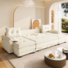 U-Shaped Sleeper Sofa With Pull Out Bed, Removable Armrests & USB Ports For Living Room