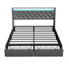Floating Bed Frame With Rgb LED Light, 2 Storage Drawers & Headboard Shelf