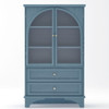 Glass Door Display Case With 2 Drawers And Adjustable Shelf
