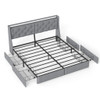 Platform Bed Frame With RGB LED Lights, Charging Station, Storage Headboard & 4 Underbed Drawers