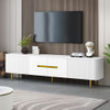 TV Stand For TVs, Media Console With 4 Spacious Cabinets For Living Room