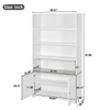 Tall Bookcase Storage Cabinet With 3 Open Shelves & Fluted Double Doors