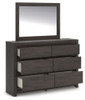Fraluna - 3 Pc. - Queen Panel Storage Bed, Dresser And Mirror - Charcoal