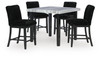 Mervannie - 5 Pc. - Counter Height Dining Table And 4 Barstools - Gray / Black
