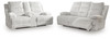 Rhines Falls - 2 Pc. - Power Reclining Sofa And Loveseat - Alloy