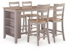 Harperfeld - 5 Pc. - Dining Table And 4 Barstools - Natural / Gray
