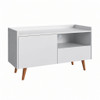 TV Stand For TVs Up To 45" With Open Storage Shelf, Cable Management, 1 Door And 1 Drawer