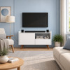 TV Stand For TVs Up To 45" With Open Storage Shelf, Cable Management, 1 Door And 1 Drawer