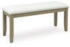 Calmoro - Large Upholstered Dining Room Bench - Off White / Gray