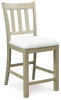 Calmoro - Upholstered Barstool (Set of 2) - Off White / Gray