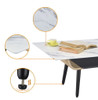 Landon - Coffee Table With Glass Marble Texture Top And Bent Wood Design