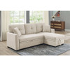 Upholstered Sectional & Pull Out Bed And Chaise Storage - Almond
