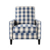 Buffalo Plaid Push Back Recliner Chair For Living Room - Blue / White