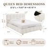 Pula - Queen Platform Bed With Upholstered Headboard, Slat Support, No Box Spring Needed - Ivory