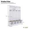 Hall Tree With 8 Hooks, Practical Entryway Bench With Open Compartments