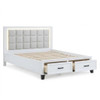 Upholstered Headboard Platform Bed With LED Lighting And Underbed Drawers