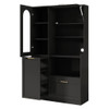 Tall Freestanding Kitchen Pantry Cabinet With Arched Glass Door