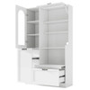 Tall Freestanding Kitchen Pantry Cabinet With Arched Glass Door