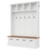 Hall Tree With Storage Bench Mudroom Coat Rack With 6 Hooks