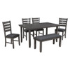 Dining Set For 6, Upholstered Chairs, Includes Table, 4 Chairs, And 2 Person Bench - Gray