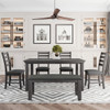 Dining Set For 6, Upholstered Chairs, Includes Table, 4 Chairs, And 2 Person Bench - Gray