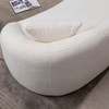 3 Piece Set Curved Sofa, Upholstered 3 Seater With Tight Curved Back For Living Room - White