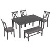 6 Piece Rectangular Dining Table Set With 4 Chairs And Bench