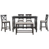 Counter Height Dining Set With Shelf, 4 Chairs And Bench