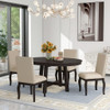 Round Extendable Dining Table Set With 4 Upholstered Chairs