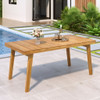 Outdoor Dining Table With Slatted Top, Ideal For Patio - Natural
