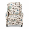 Wingback Recliner Chair With Padded Arms - Beige
