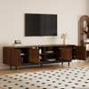 TV Stand, Media Console With Soft Closing Hinges, Adjustable Shelves, Slatted Doors - Walnut