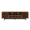 TV Stand, Entertainment Center With Slatted Doors, Cable Management, Soft Closing Hinges - Walnut