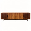 TV Stand, Media Console & Soft Closing Hinges, Adjustable Shelves, Slatted Doors - Walnut