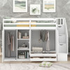 Loft Bed With 3 Shelves, 2 Wardrobes, 2 Drawers, Ladder Storage