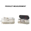 Oval Upholstered Storage Ottoman With Fringe Trim & Lift Top Lid