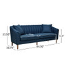 Contemporary 3 Seater Sofa With Button Tufted Design - Navy Blue
