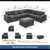 Oversized Modular Sectional Sofa, 7 Piece Reversible With Ottoman - Dark Gray