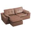 L - Shaped Modular 2 Seater Sofa With Movable Ottoman And High Density Sponge Cushions For Living Room