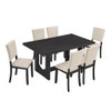 Dining Table Set, Rectangular Kitchen Table With Upholstered Chairs, U - Shaped Frame