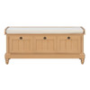 Shoe Bench With Cushion And 3 Drawers - Natural